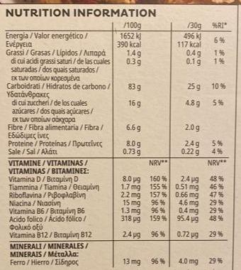 Spécial K fruits rouges Kellogg s калорійність харчова цінність