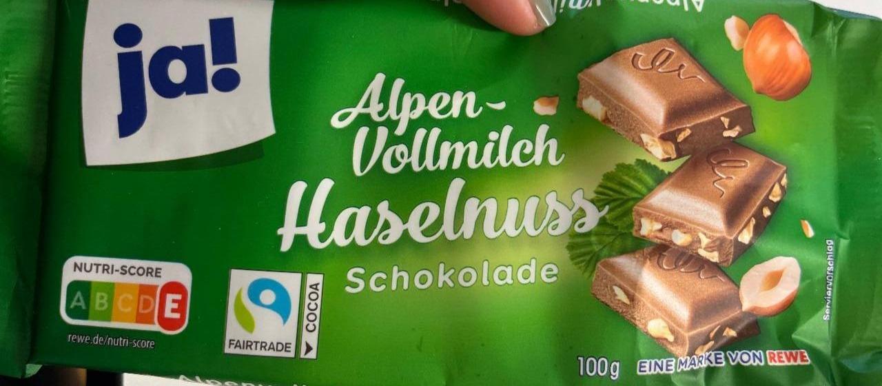 Фото - Alpen-Vollmilch Haselnuss Schokolade Ja!