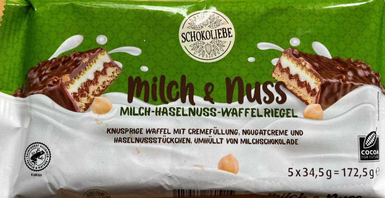 Фото - Milch & Nuss Milch-Haselnuss-Waffelriegel Schokoliebe