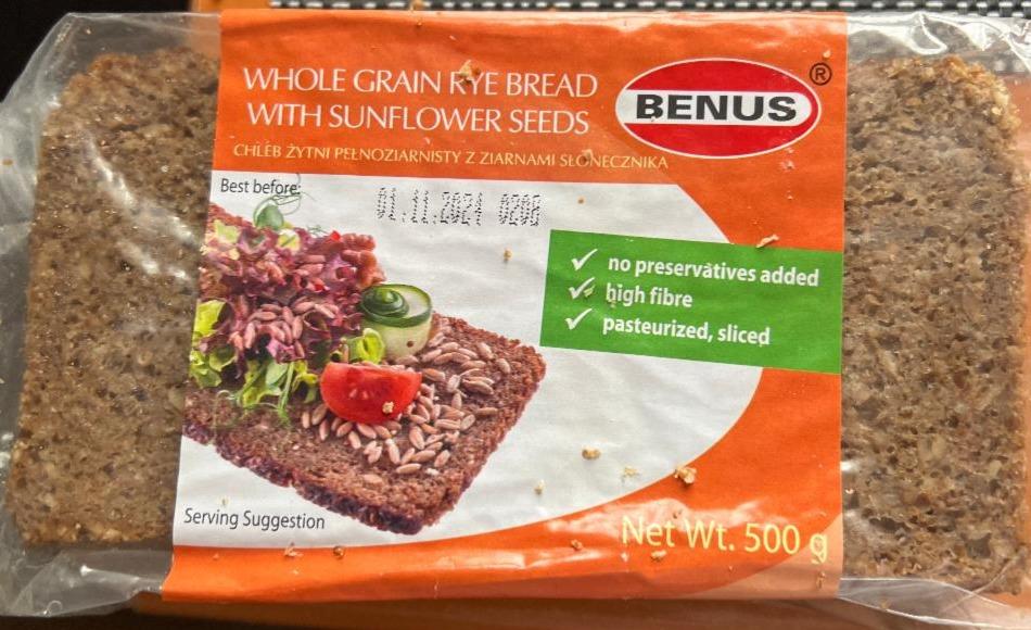 Фото - Whole grain rye bread with sunflower seeds Benus