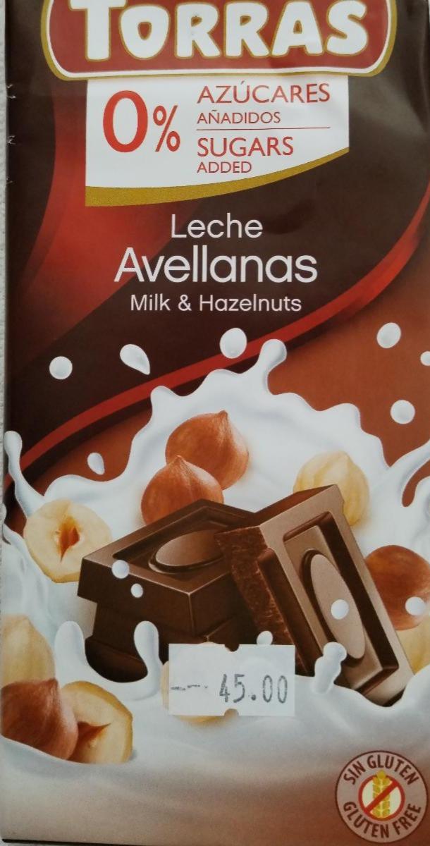 Фото - Шоколад молочний з фундуком без цукру Leche Avellanas Milk & Hazelnuts Torras