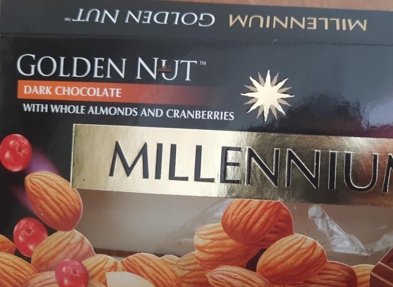 Фото - Golden nut dark chocolate with whole almond and cranberries Millennium