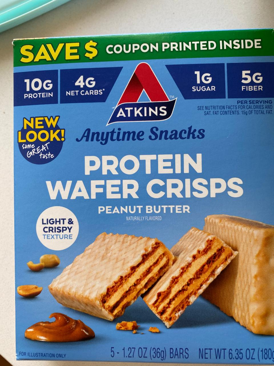 Фото - Peanut Butter Protein Wafer Crisps Snack Atkins