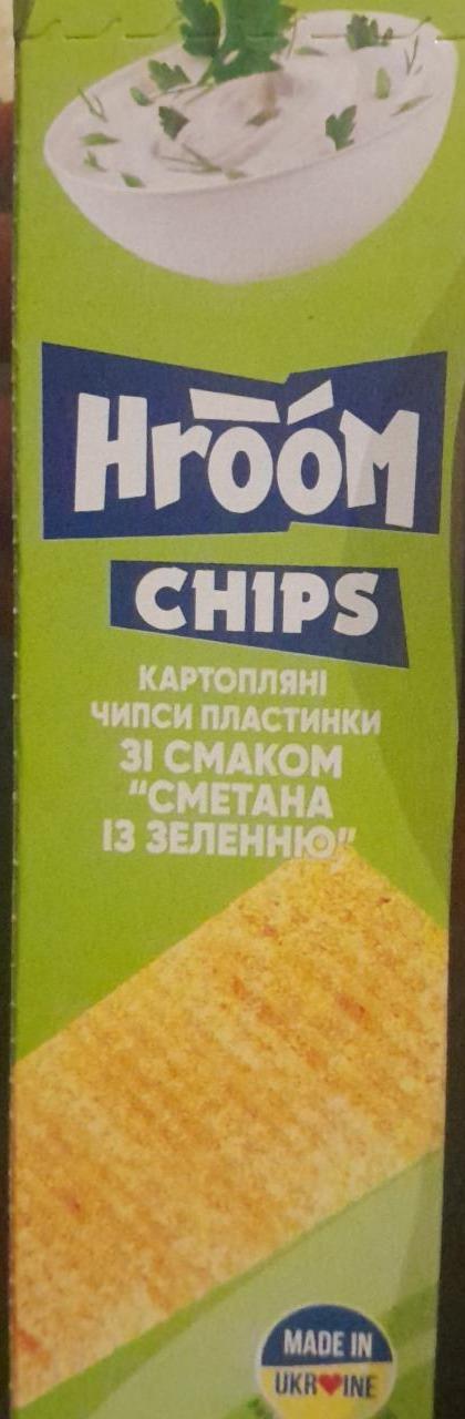 Фото - Картопляні чипси пластинки зі смаком Сметана з зеленню Chips Hroom