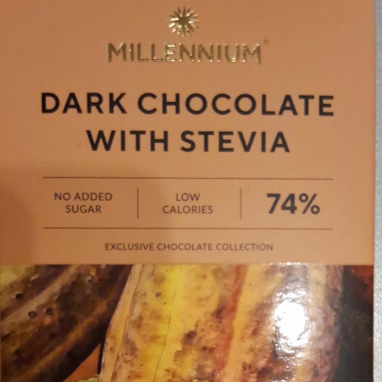 Фото - Шоколад 74% чорний зі стевією Dark Chocolate With Stevia Millenium