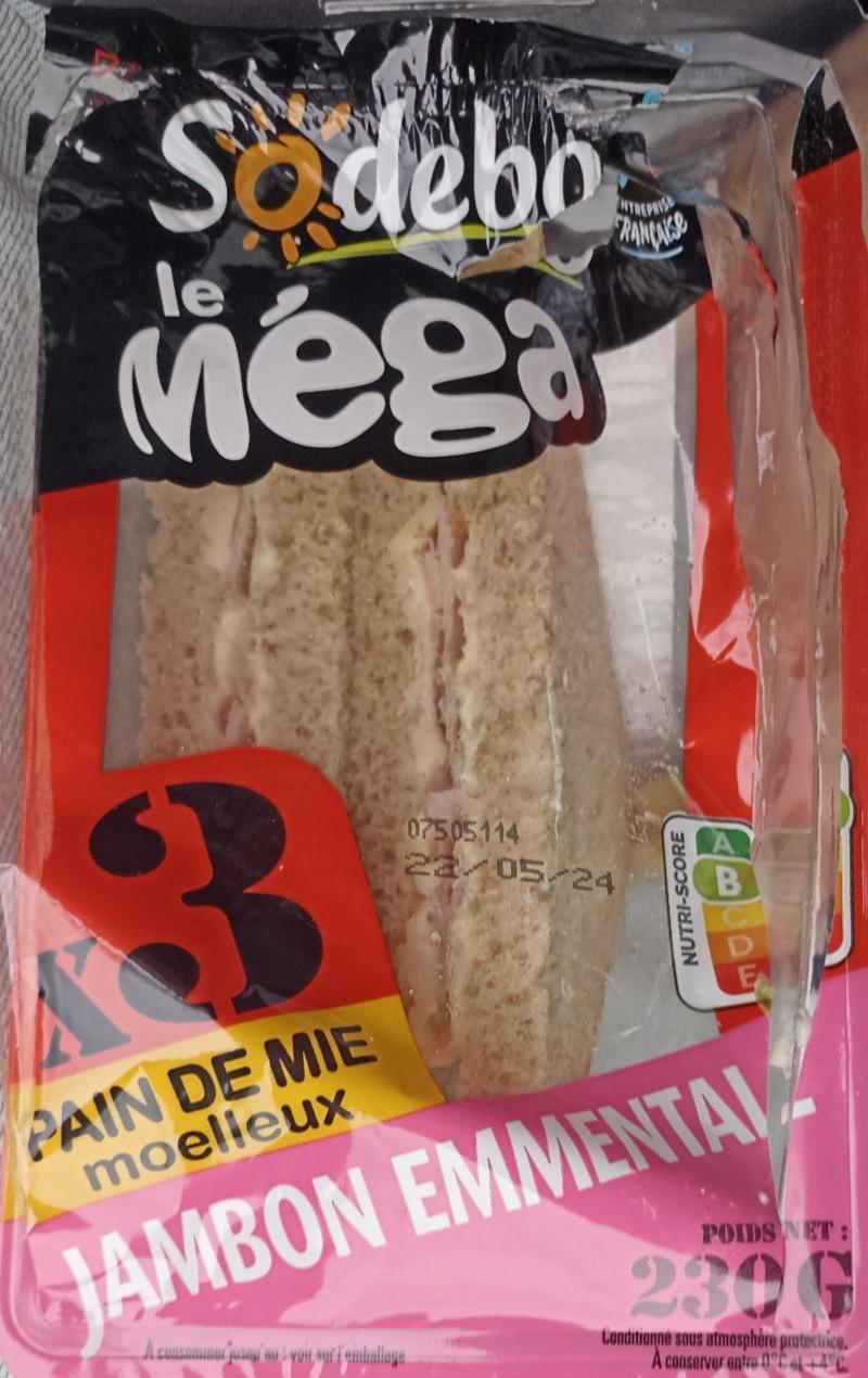 Фото - Sandwich le méga jambon emmental x3 / pain complet Sodebo