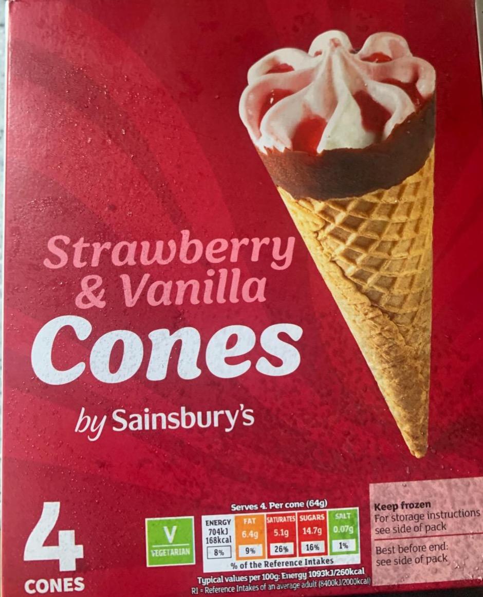 Фото - Strawberry vanilla cones by Sainsbury's