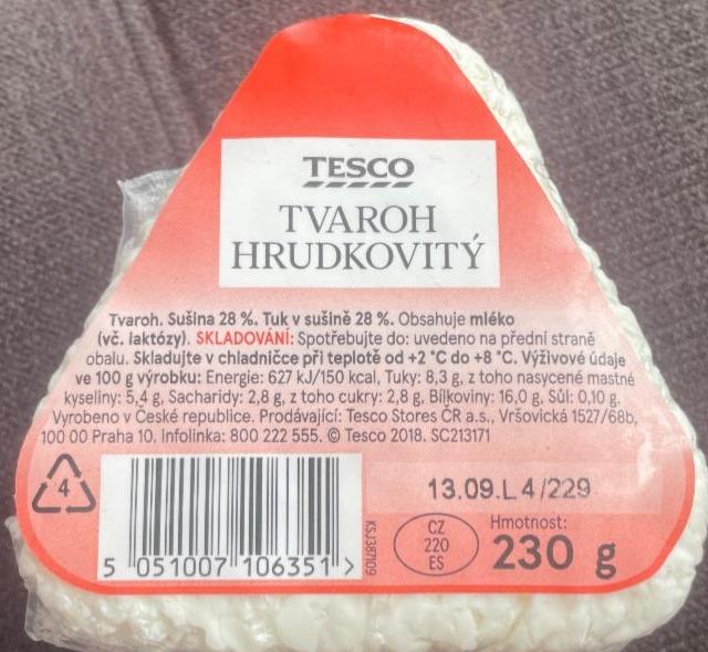 Фото - Tvaroh hrudkovitý 28% Tesco