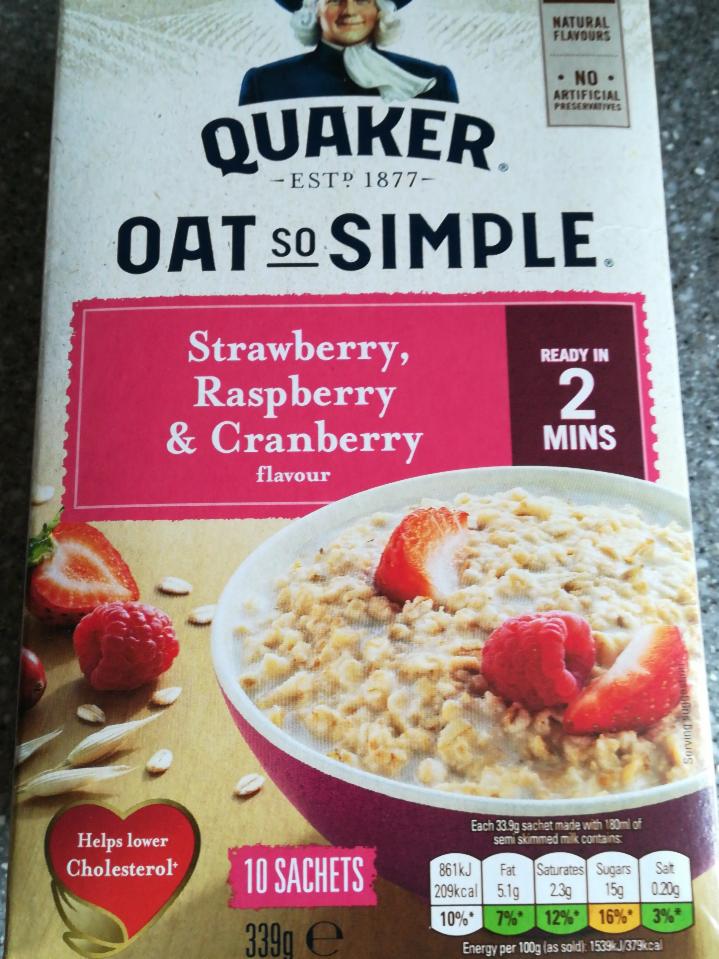 Фото - Oat So Simple Strawberry, Raspberry & Cranberry Porridge Sachets 10x 33.9g Quaker