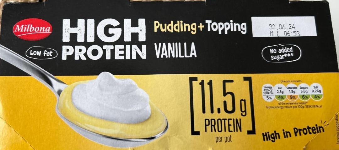 Фото - High protein pudding+topping vanilla Milbona