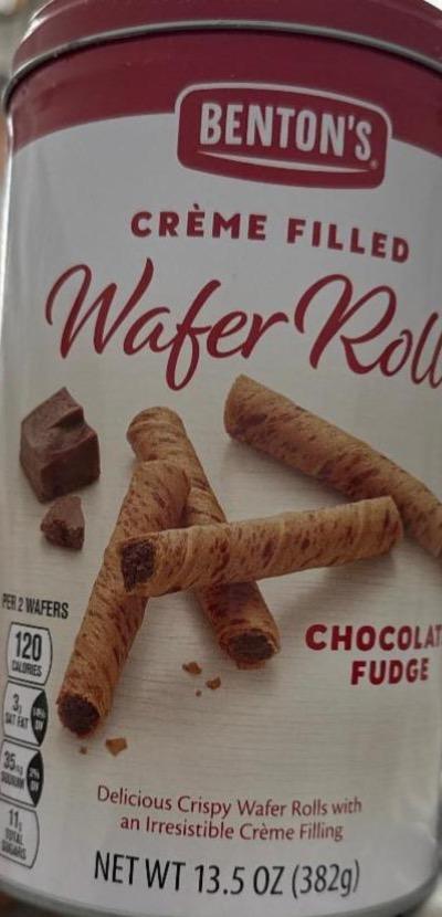 Фото - Créme filled wafer rolls chocolate fudge Benton's