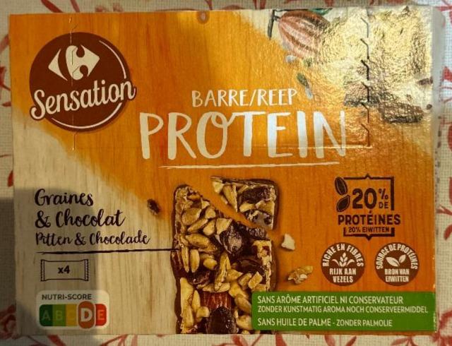 Фото - Barre/ reep protein graines & chocolat Carrefour Sensation