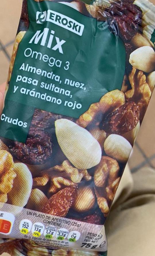 Фото - Mix omega 3 almendra nuez pasa sultana y arándano rojo Eroski