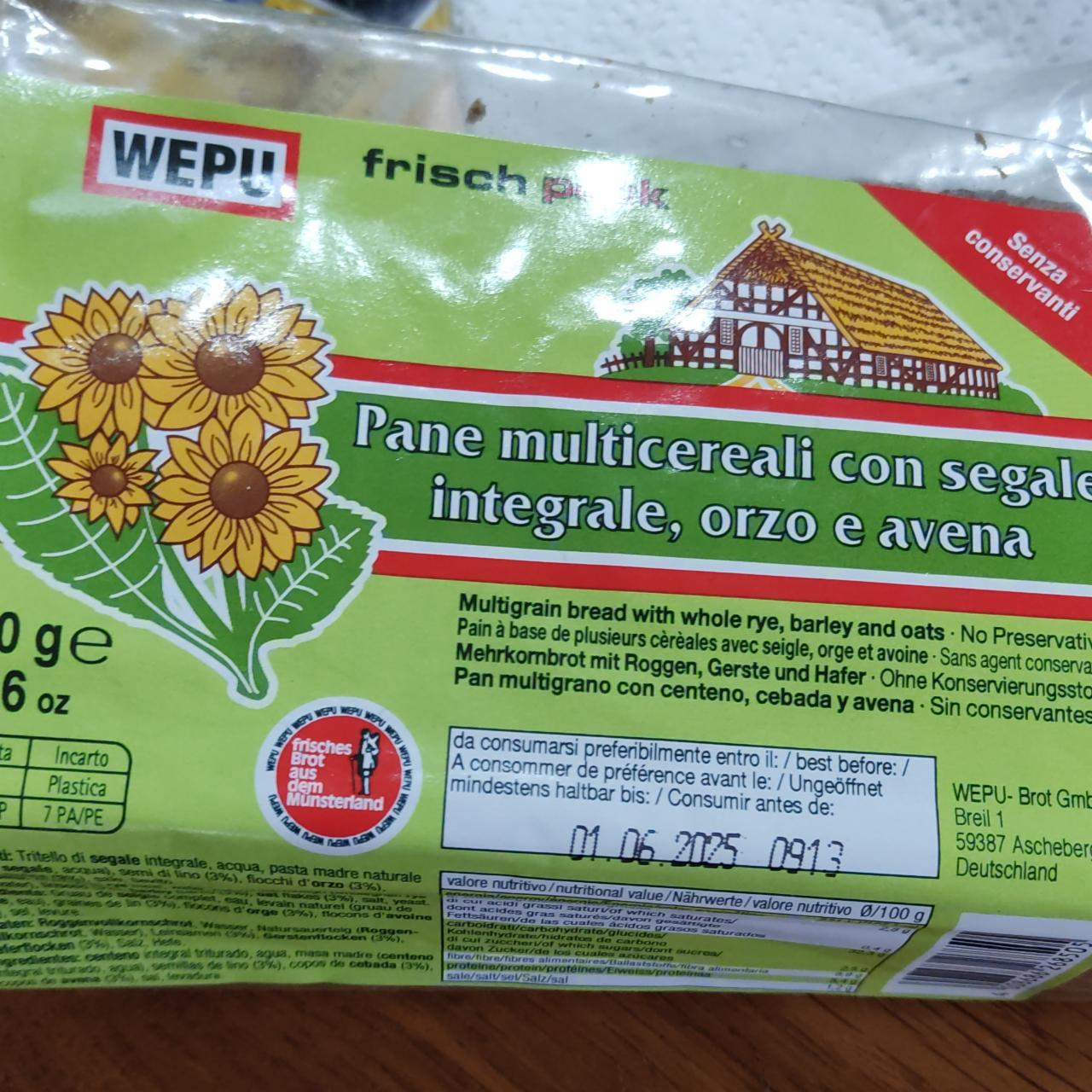 Фото - Pane multicereali con segale integrale, orzo e avena Wepu