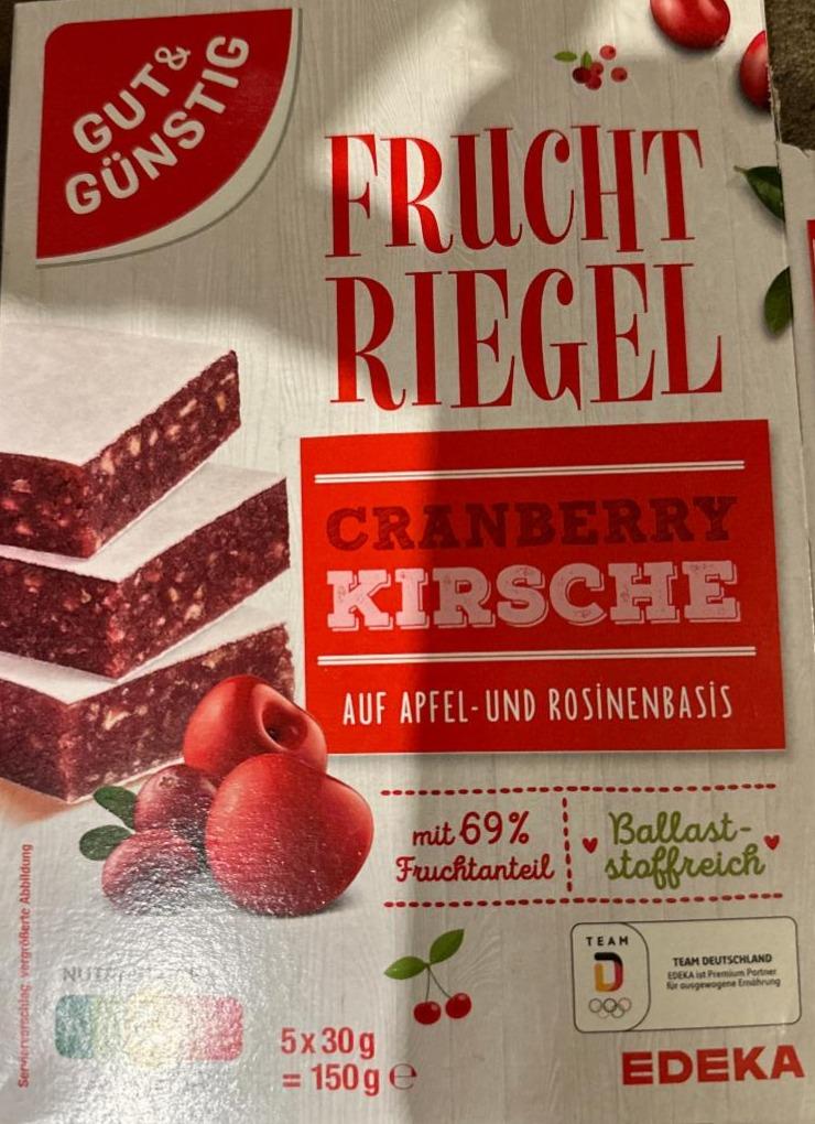 Фото - Frucht Riegel Cranberry Kirsche auf apfel und rosinenbasis Gut&Günstig