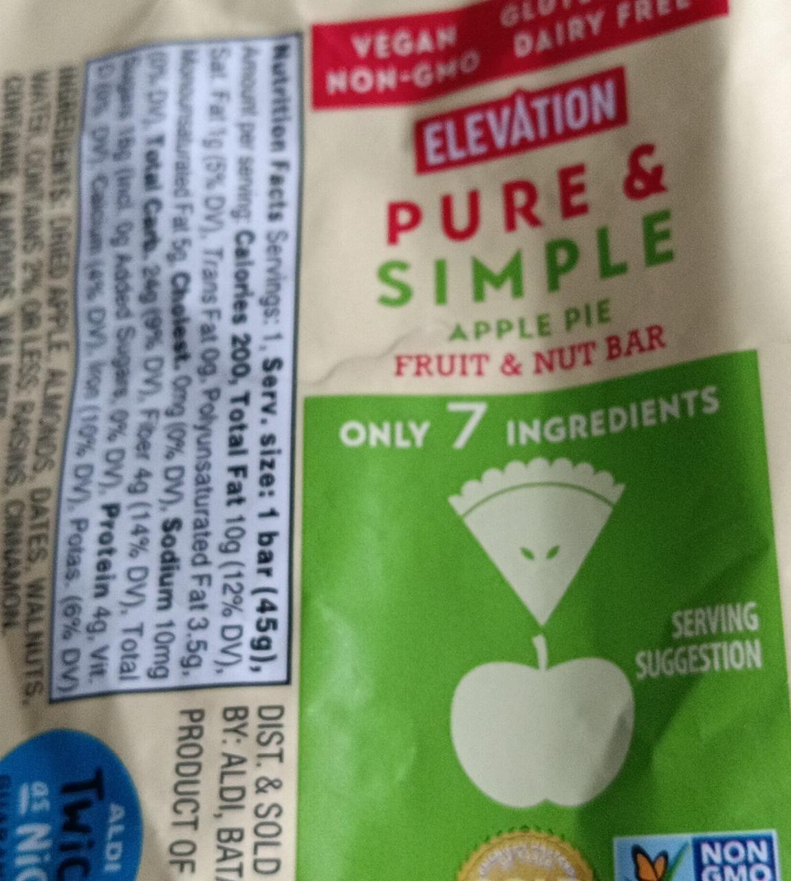 Фото - Elevation Pure & Simple Apple Pie Fruit & Nut Bars Millville