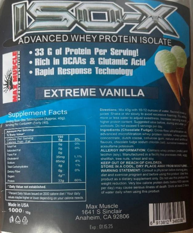 Фото - Whey protein isolate extreme Vanilla Iso-X