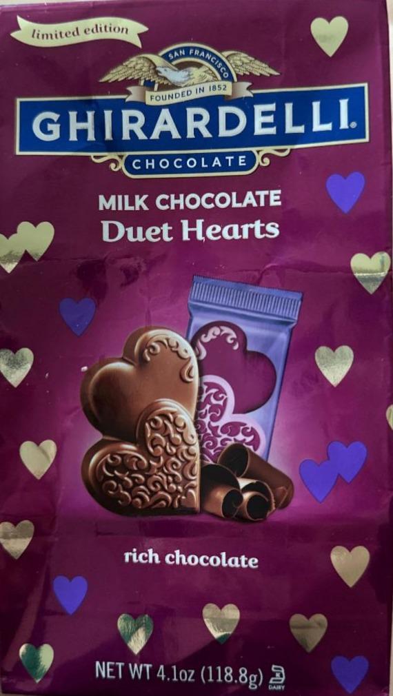 Фото - Milk chocolate duet hearts chocolate Ghirardelli