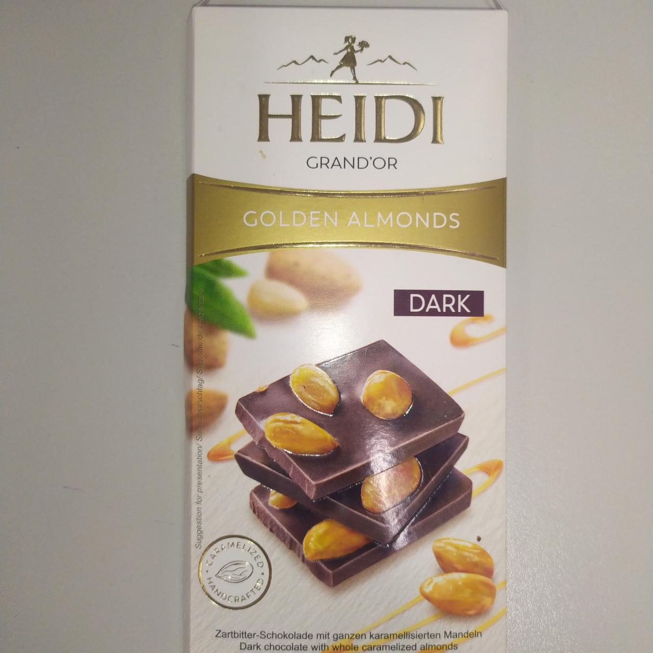 Фото - Шоколад чорний з карамелізованим мигдалем Golden Almonds Dark Chocolate Heidi