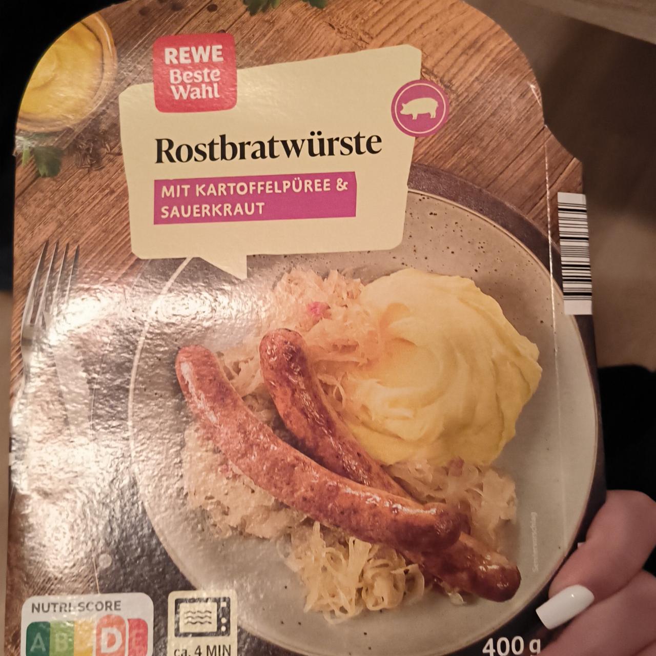 Фото - Rostbratwürste mit Kartoffelpüree & Sauerkraut Rewe beste wahl