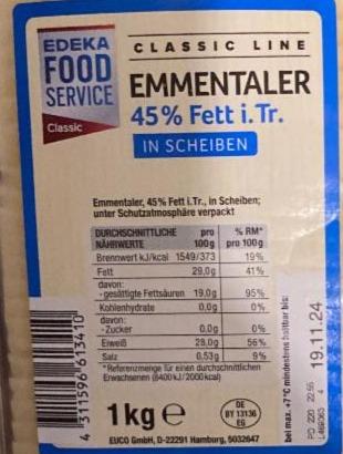 Фото - Classic Line Emmentaler 45% Fett Edeka