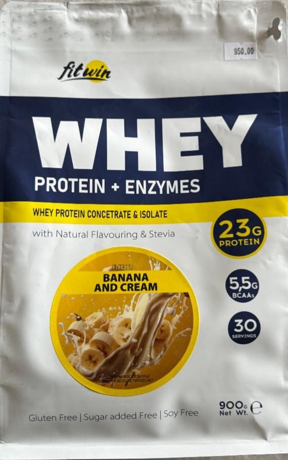 Фото - Whey Protein+Enzymes banana and cream Fitwin