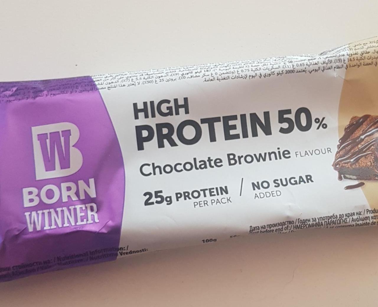 Фото - High protein 50% chocolate brownie flavour bar Born winner