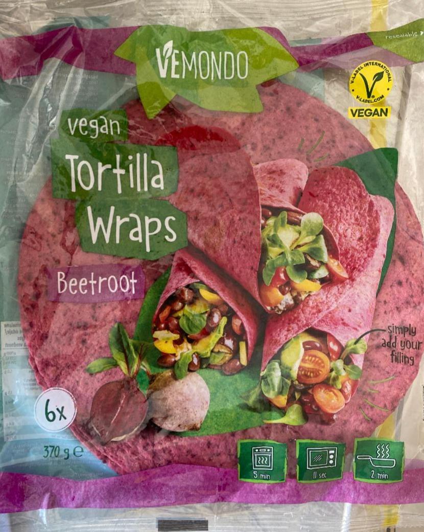 Фото - Vegan tortilla wraps beetroot Vemondo