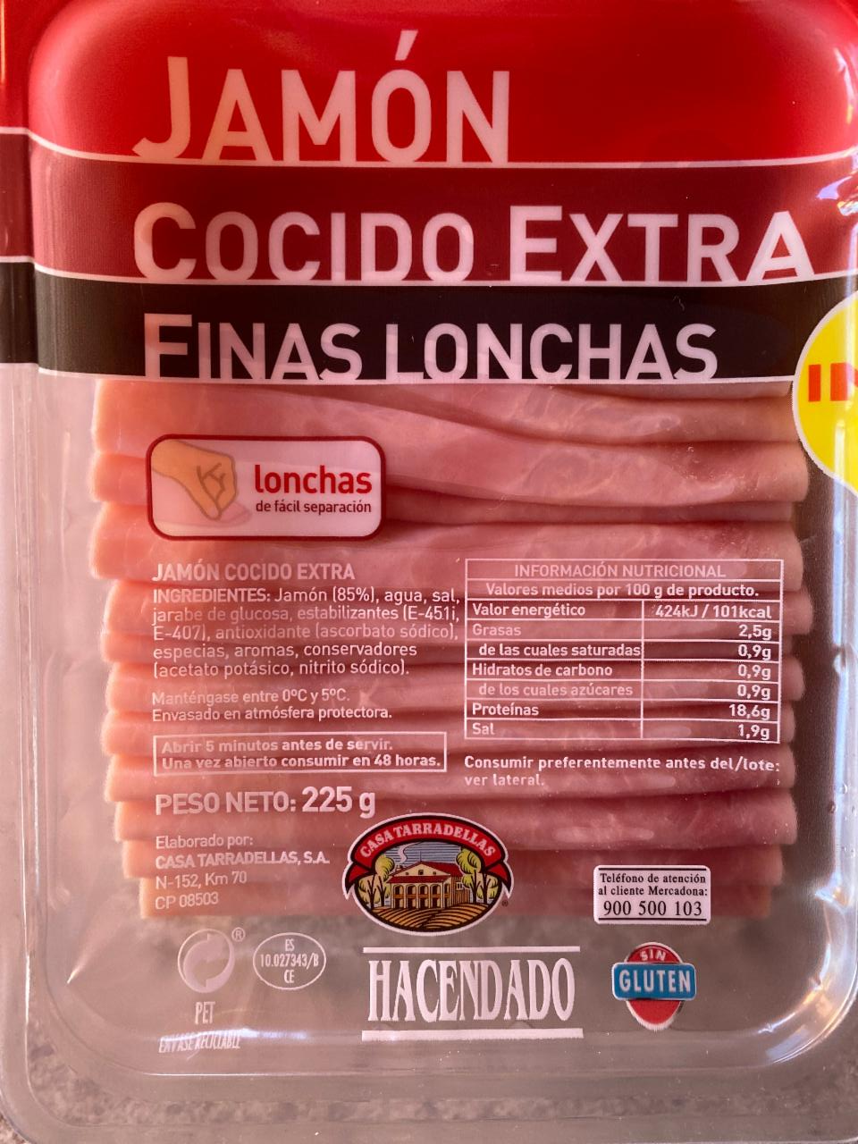 Фото - Jamón cocido extra finas lonchas Hacendado