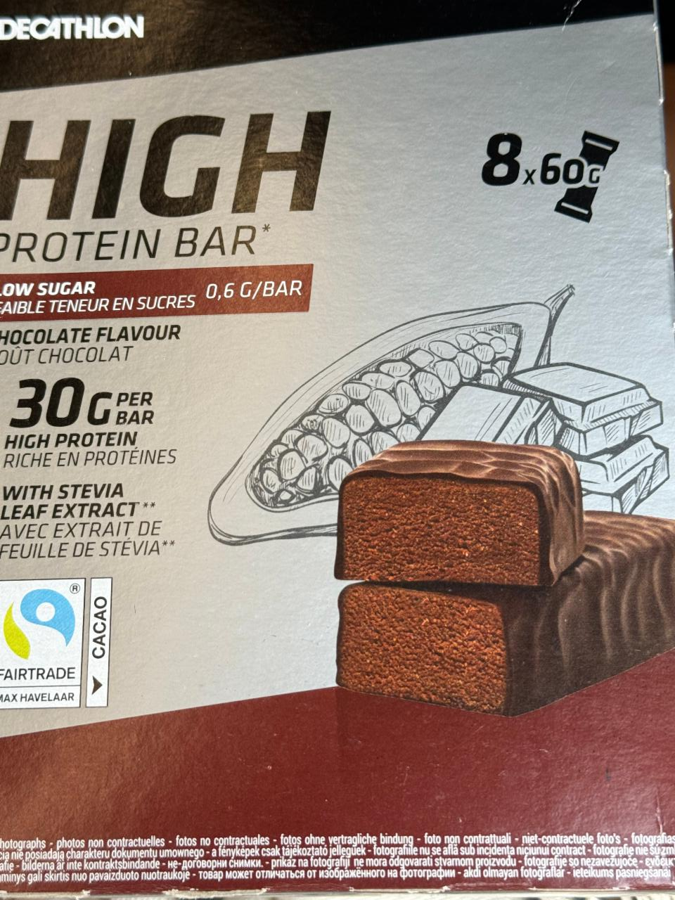 Фото - High protein bar chocolate flavour with stevia leaf extract Decathlon