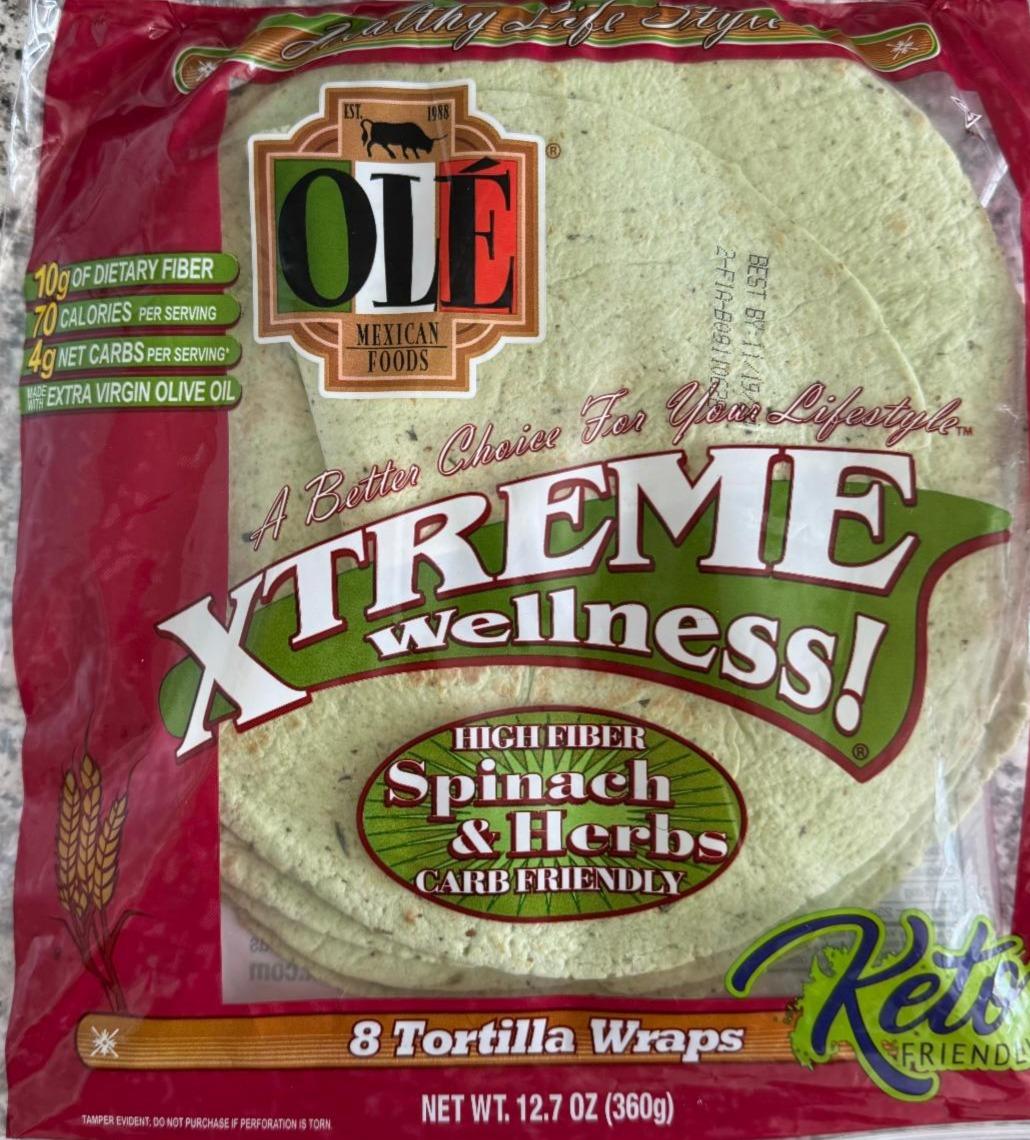 Фото - Xtreme wellness spinach and herb tortilla Ole