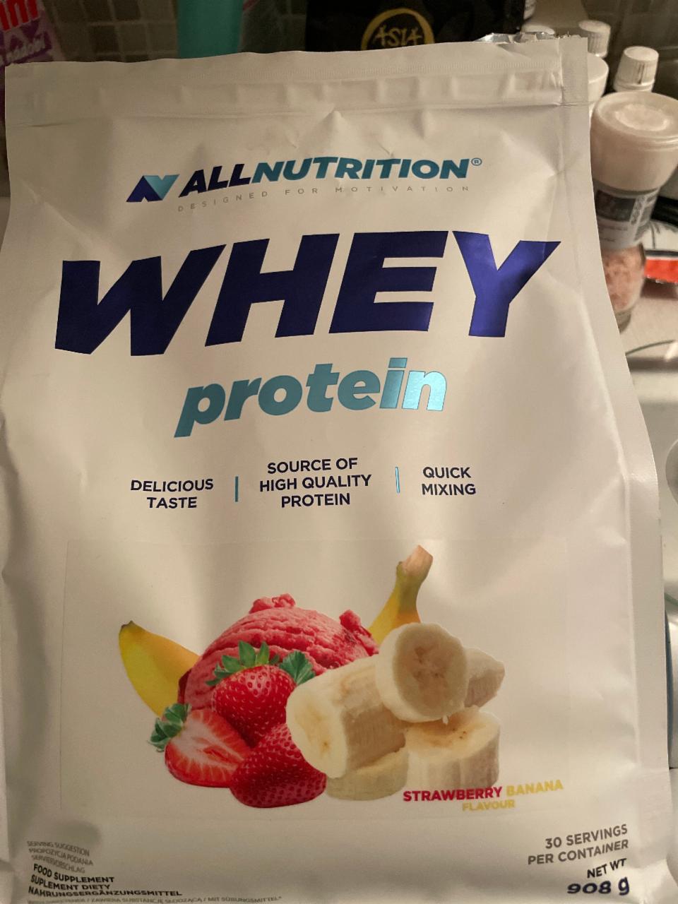 Фото - Протеїн Whey Protein Strawberry Banana AllNutrition