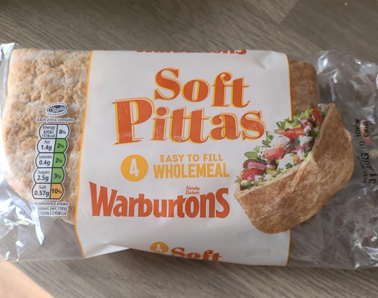 Фото - М’які пітти 4 з цільного борошна Soft pitas Warburtons