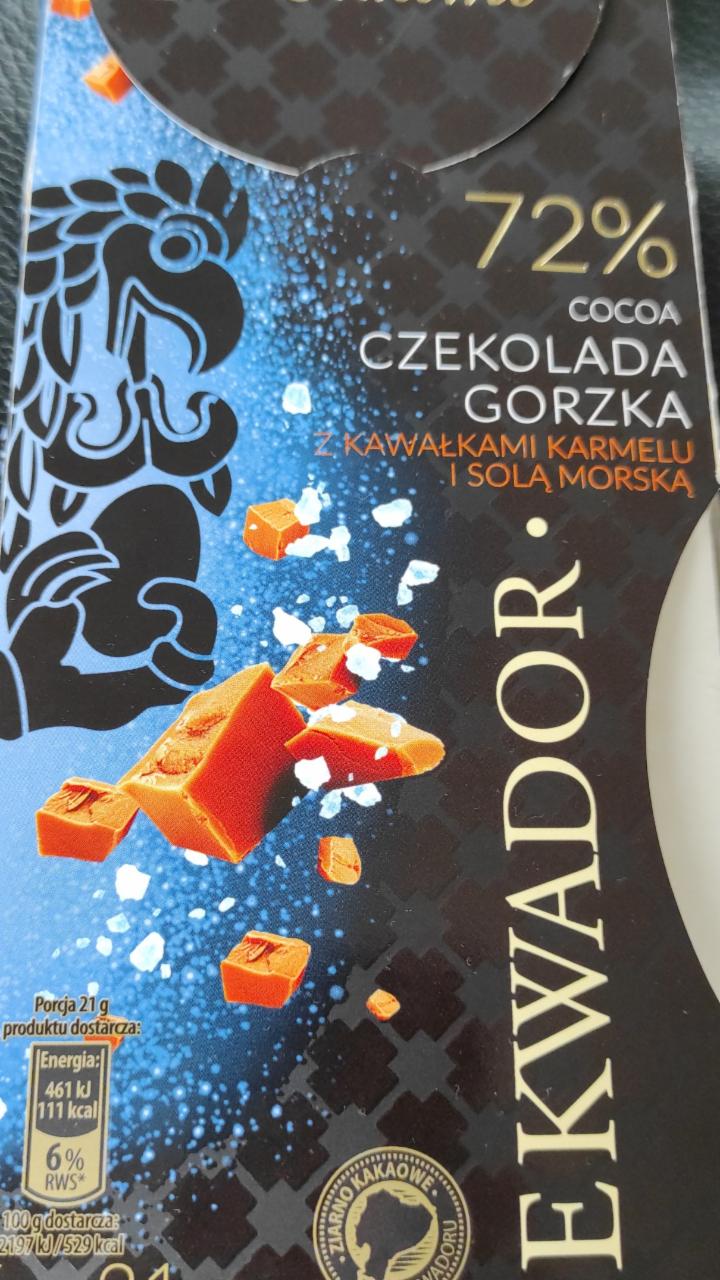 Фото - Ekwador czekolada gorzka 72% cocoa z kawałkami karmelu i solą morską Luximo