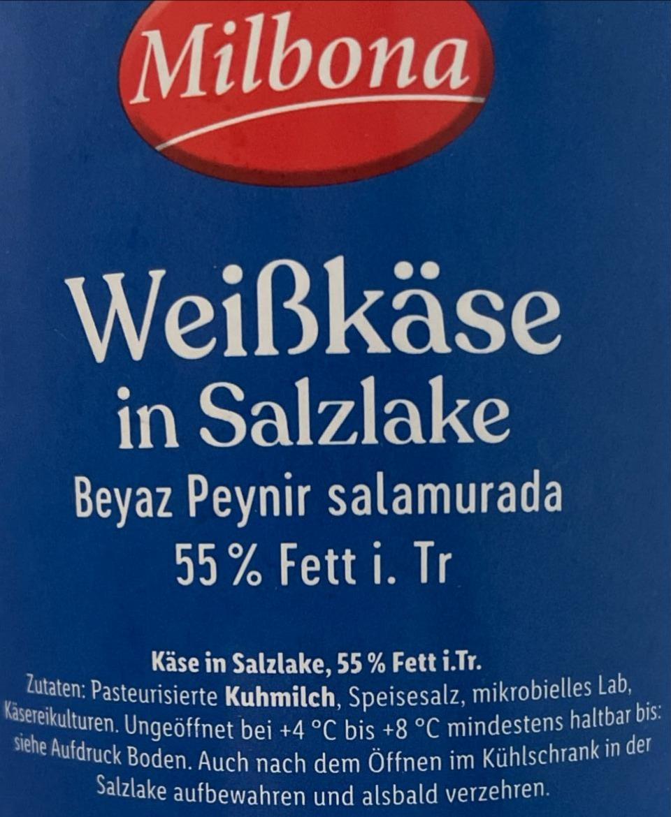 Weißkäse in Salzlake Milbona цінність харчова ⋙TablycjaKalorijnosti калорійність, 
