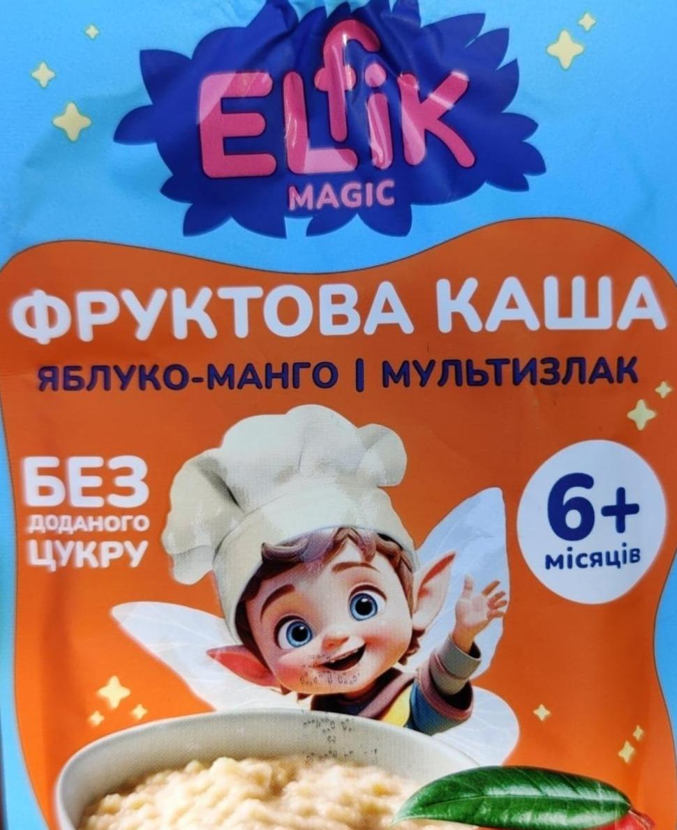 Фото - Каша для дітей від 6міс фруктова Яблуко-манго-мультизлак Elfik Magic