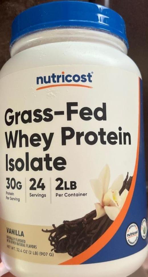 Фото - Grass-fed whey protein isolate vanilla Nutricost