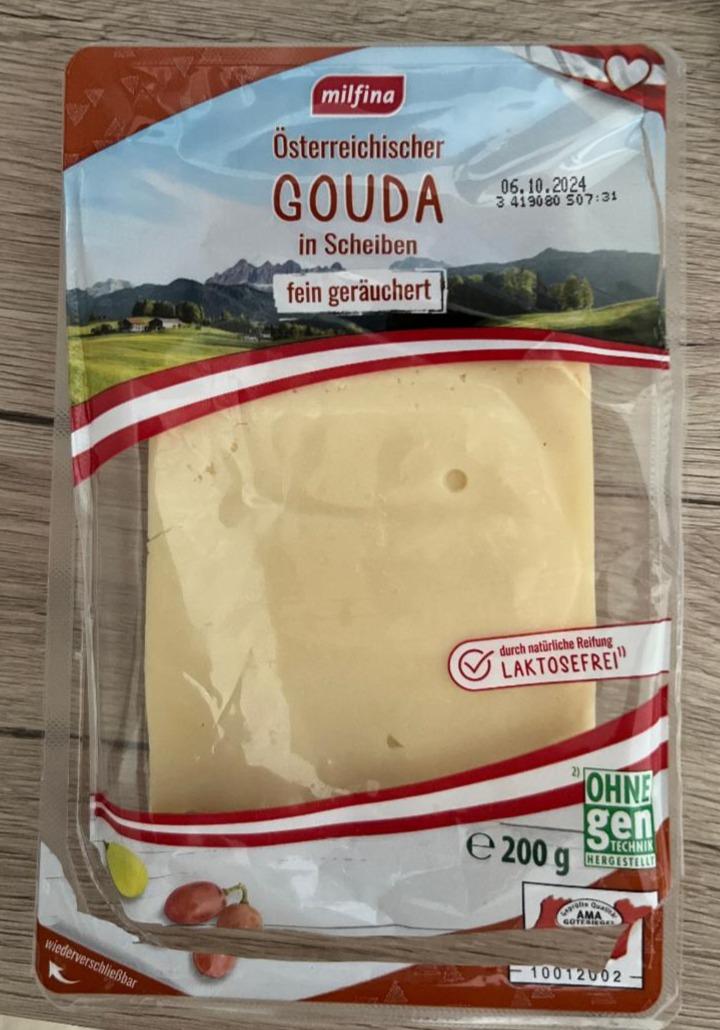 Фото - Сир копчений безлактозний Gouda Milfina