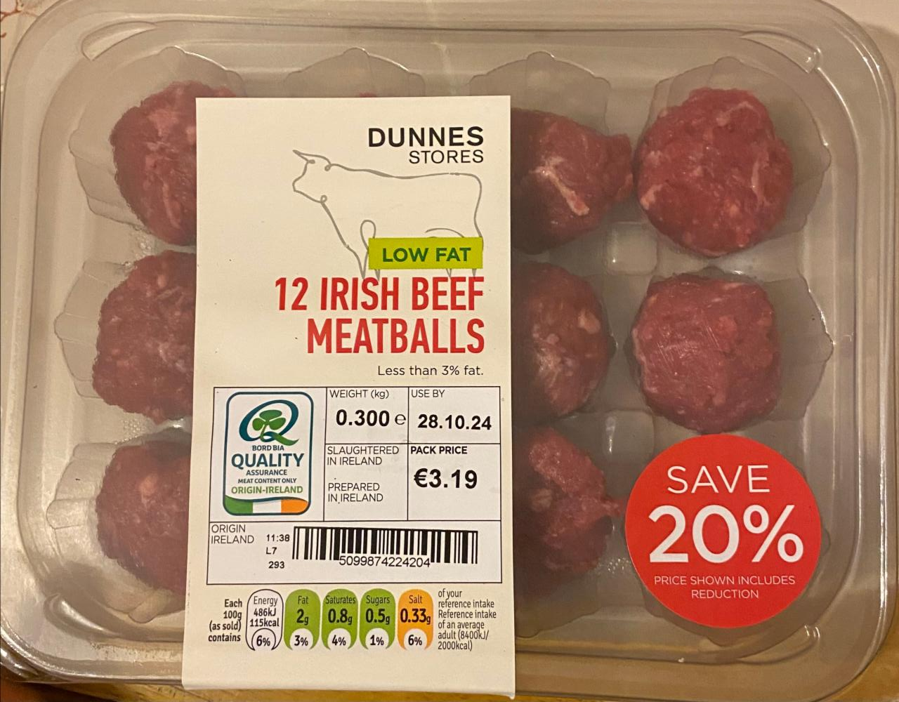 Фото - Low fat 12 irish beef meatballs Dunnes Stores