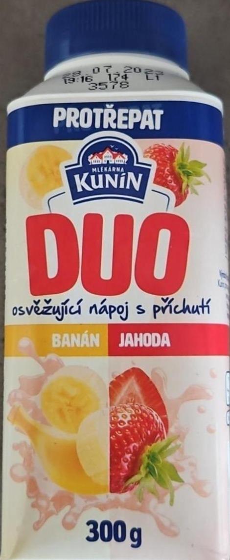 Фото - Duo osvěžující nápoj s příchutí banán jahoda Kunín