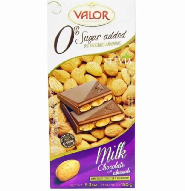 Фото - Шоколад молочний з мигдалем без цукру Almond Valor