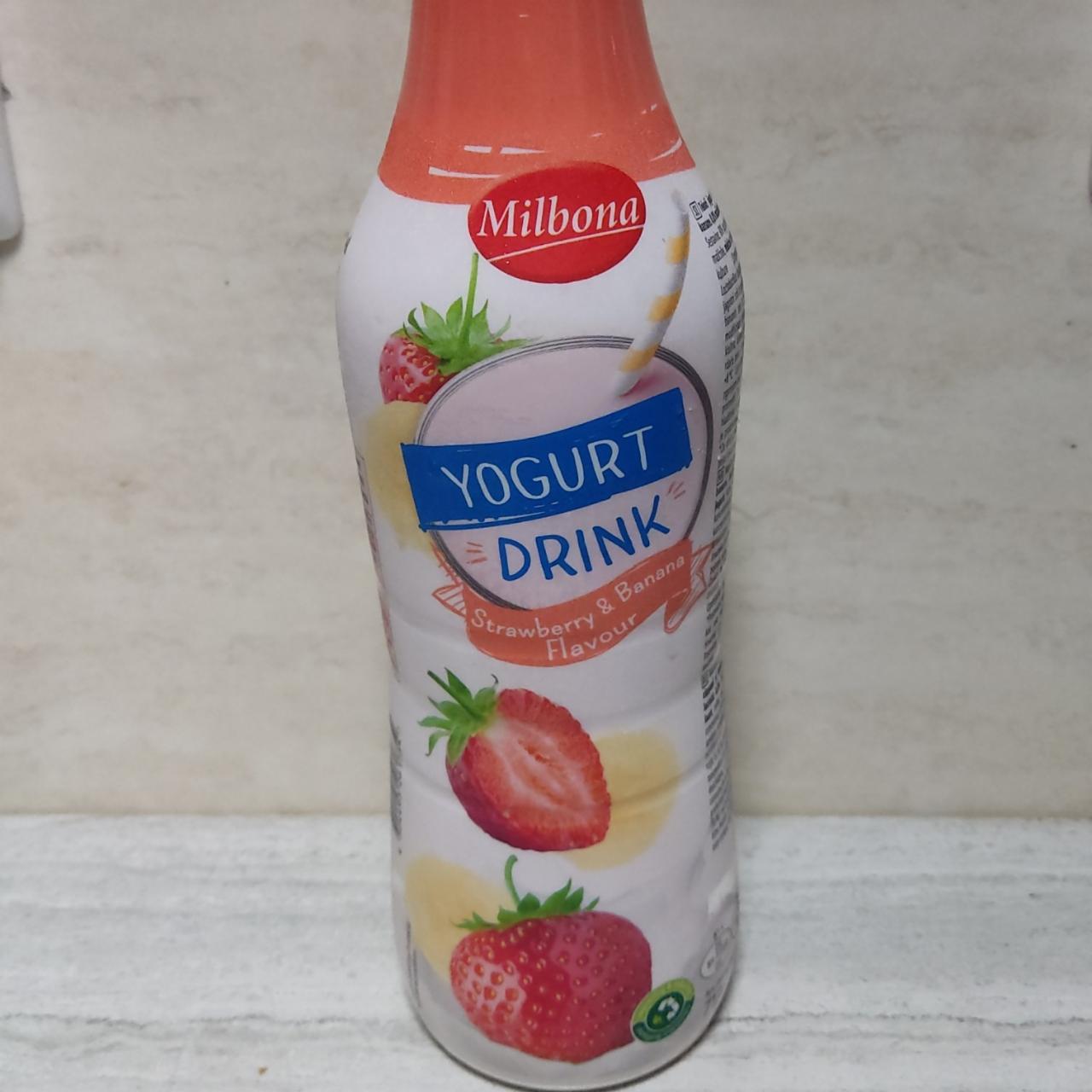 Фото - Йогурт питний зі смаком полуниці і банану Strawberry & Banana Flavour Milbona