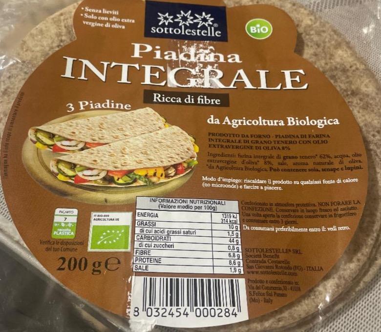 Фото - Piadina integrale ricca di fibre Sottolestelle