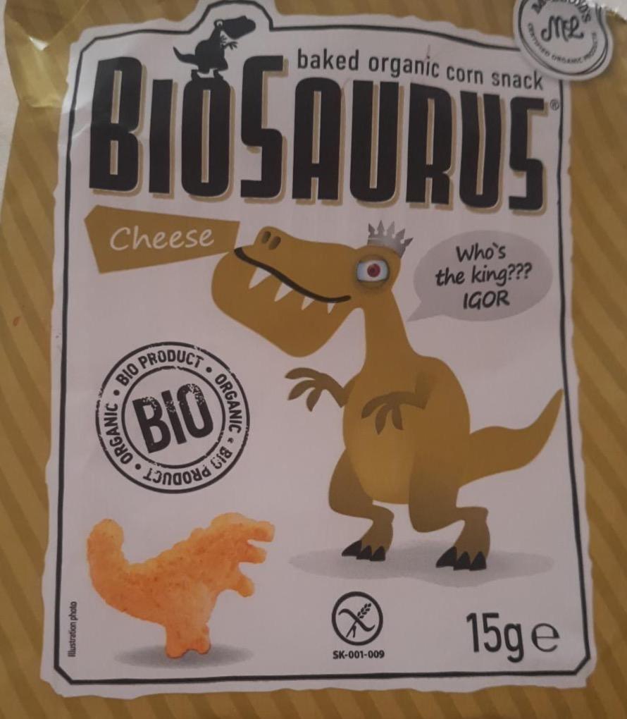 Фото - Cheese baked organic corn snack BioSaurus