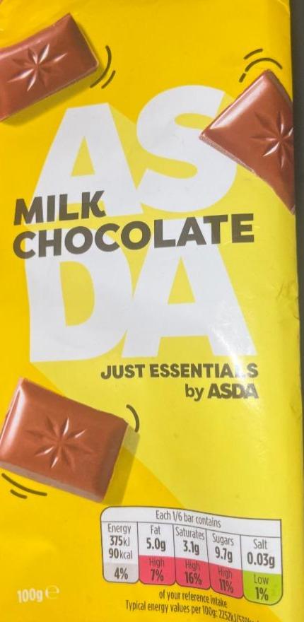 Фото - Just essentials milk chocolate sharing bar Asda