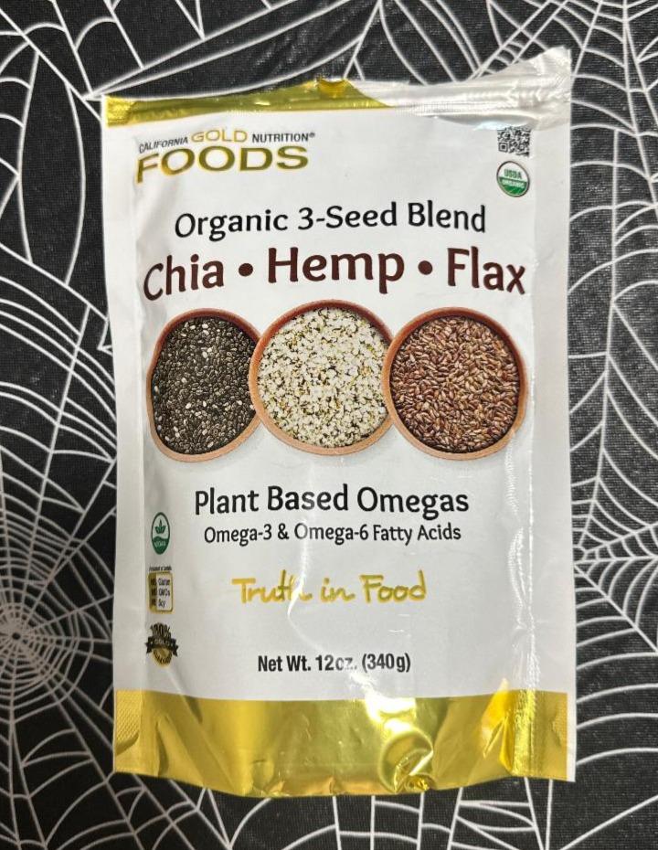 Фото - Насіння чіа, кунжуту і льону Chia Hemp Flax California Gold Nutrition