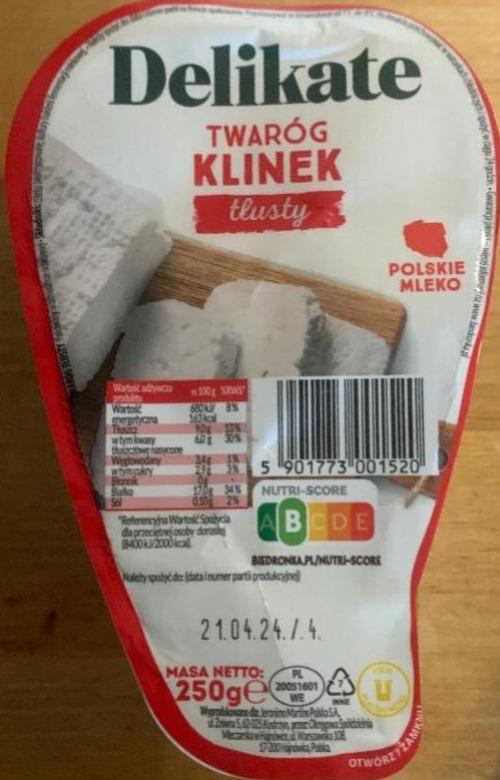 Фото - Twaróg Klinek tłusty Delikate