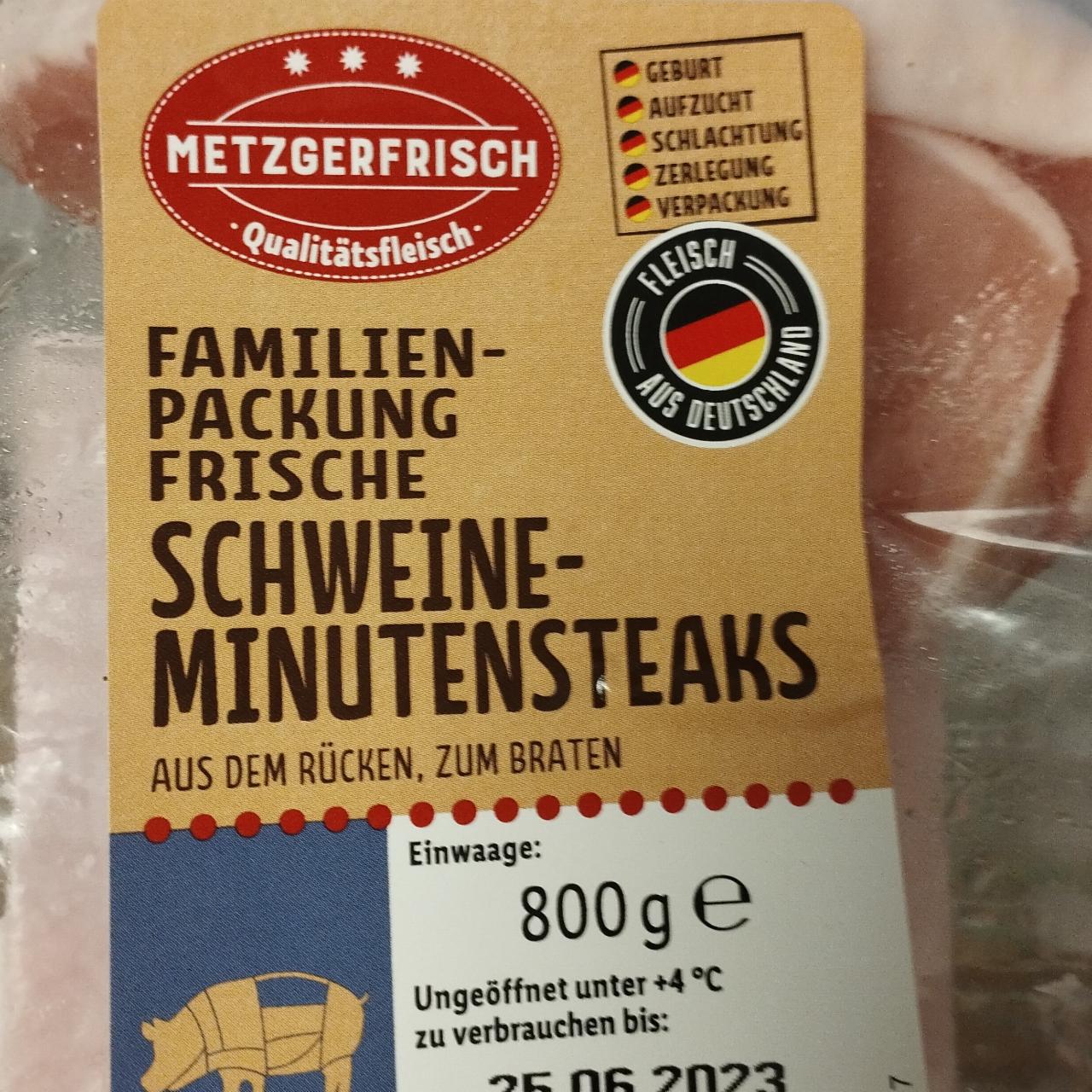 Familien-packung frische minutensteaks - калорійність, Metzgerfrisch харчова ⋙TablycjaKalorijnosti schweine цінність