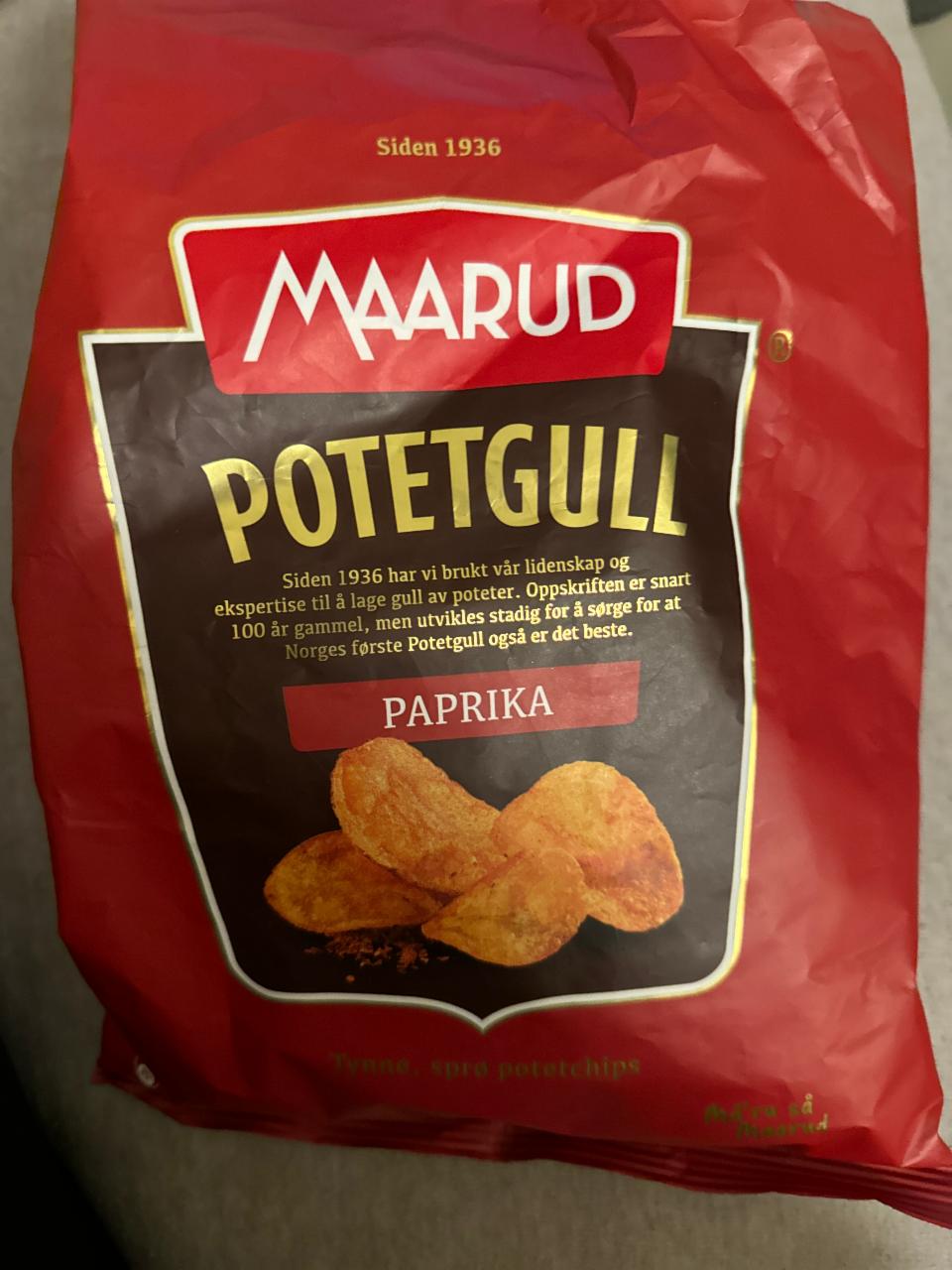 Фото - Чіпси з паприкою Potetgull Paprika Maarud