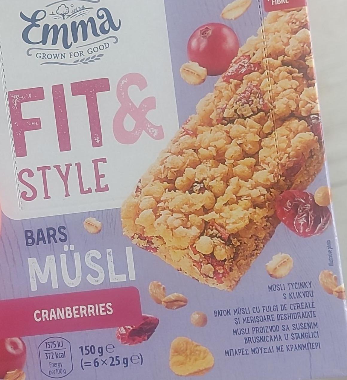 Фото - Fit and style bars müsli cranberries Emma Grown For Good